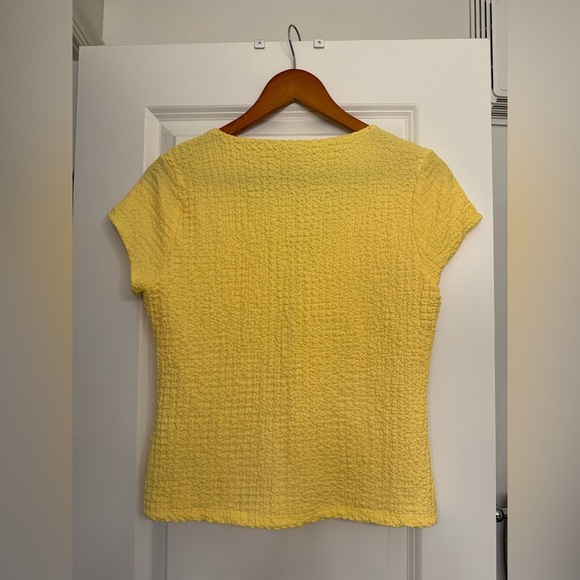 Abercrombie & Fitch Yellow Bubble Knit Tie-Front Short Sleeve Top, S NWOT - Picture 4 of 9